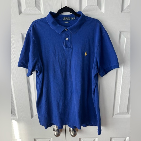 Polo by Ralph Lauren Men's Blue Polo Shirt Yellow Pony Logo - Picture 1 of 4